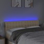 vidaXL Testiera a LED Crema 144x5x78/88 cm in Tessuto