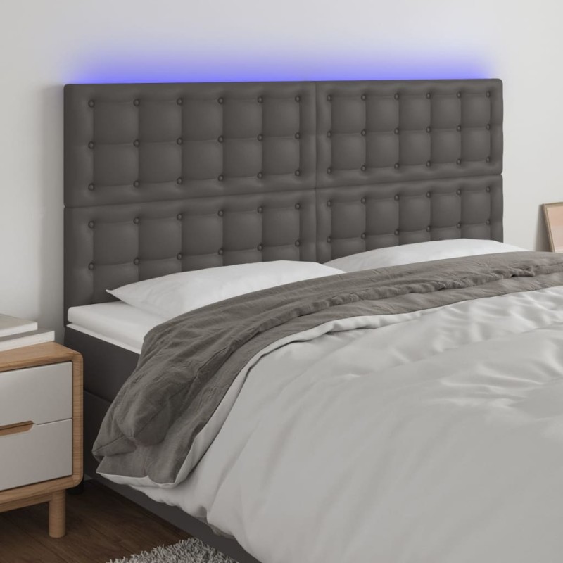 vidaXL Testiera a LED Grigio 160x5x118/128cm in Similpelle vidaXL Testiera a LED Grigio 160x5x118/128cm in Similpelle