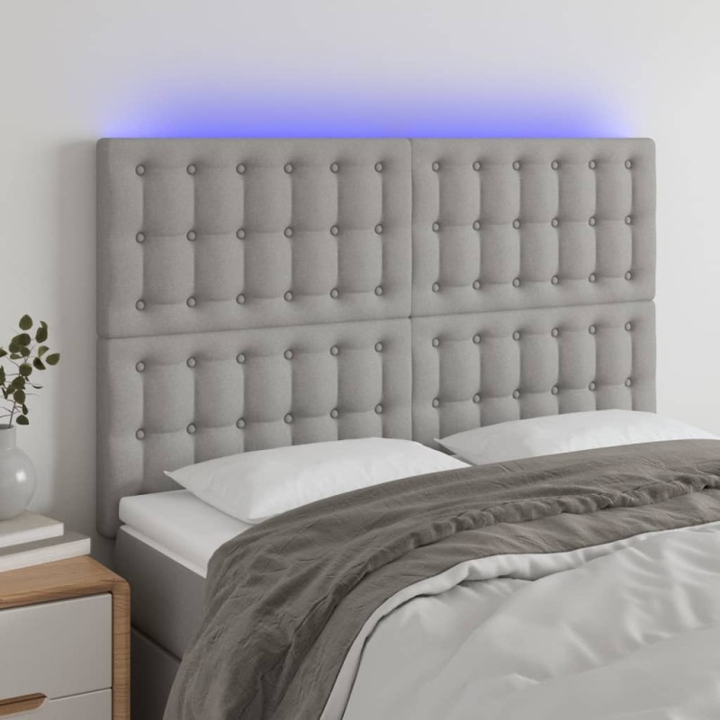 vidaXL Testiera a LED Grigio Chiaro 144x5x118/128 cm in Tessuto vidaXL Testiera a LED Grigio Chiaro 144x5x118/128 cm in Tessuto