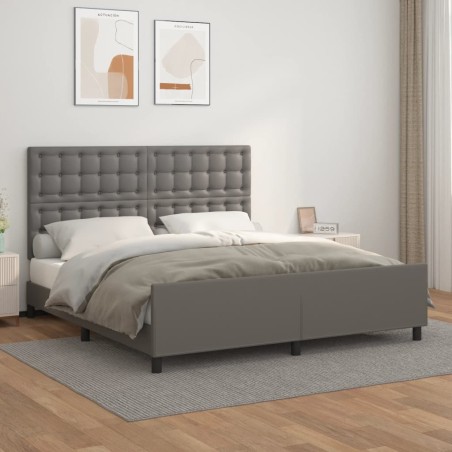 vidaXL Giroletto con Testiera Grigio 160x200 cm in Similpelle