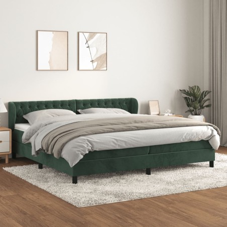 vidaXL Giroletto a Molle con Materasso Verde Scuro 200x200 cm Velluto