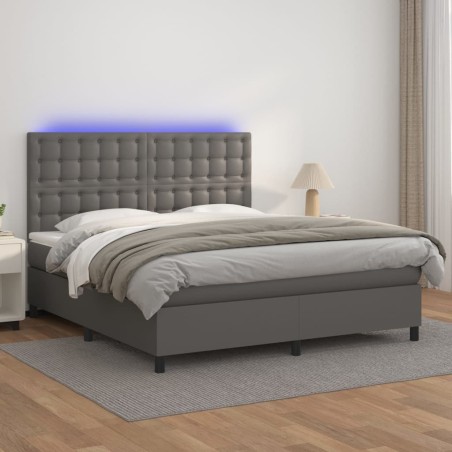 vidaXL Giroletto Molle con Materasso e LED Grigio 160x200cm Similpelle