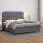 vidaXL Giroletto Molle con Materasso e LED Grigio 160x200cm Similpelle vidaXL Giroletto Molle con Materasso e LED Grigio 160x200cm Similpelle