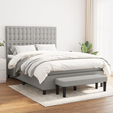 vidaXL Giroletto a Molle con Materasso Grigio Chiaro 140x190cm Tessuto