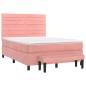 vidaXL Giroletto a Molle con Materasso Rosa 140x200 cm in Velluto