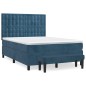 vidaXL Giroletto a Molle con Materasso Blu Scuro 140x200 cm in Velluto