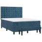 vidaXL Giroletto a Molle con Materasso Blu Scuro 140x200 cm in Velluto