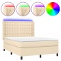 vidaXL Letto a Molle con Materasso e LED Crema 140x190 cm in Tessuto vidaXL Letto a Molle con Materasso e LED Crema 140x190 cm in Tessuto