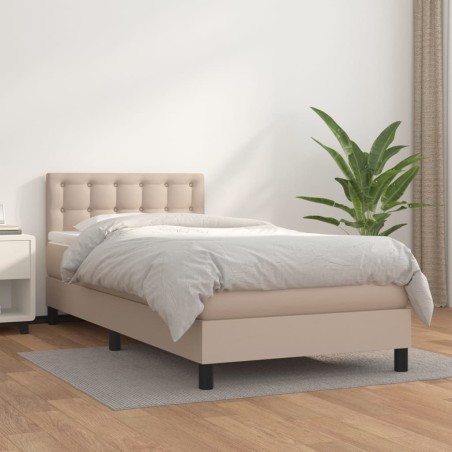 vidaXL Giroletto a Molle con Materasso Cappuccino 90x200 cm Similpelle