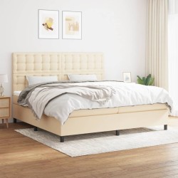 vidaXL Giroletto a Molle con Materasso Crema 200x200 cm in Tessuto