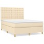 vidaXL Giroletto a Molle con Materasso Crema 140x200 cm in Tessuto