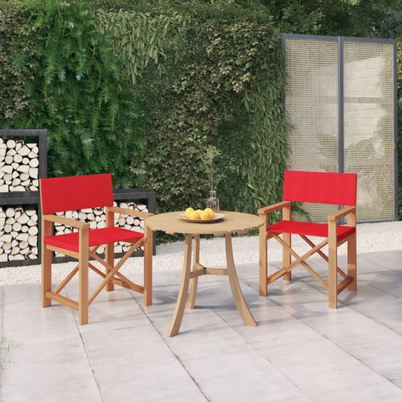 vidaXL Sedie da Regista Pieghevoli 2 pz in Massello di Teak Rosso