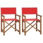 vidaXL Sedie da Regista Pieghevoli 2 pz in Massello di Teak Rosso