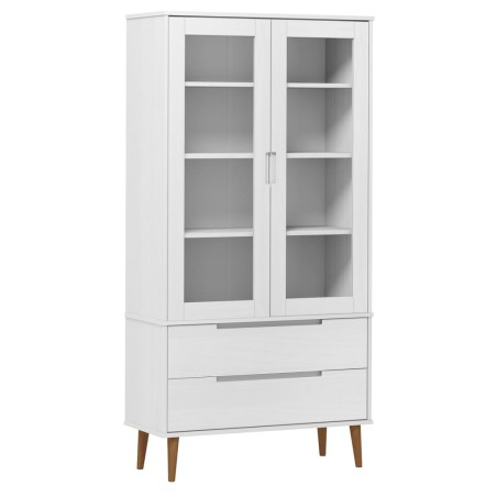 vidaXL Vetrina MOLDE Bianca 90x35x175 cm in Legno Massello di Pino