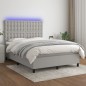 vidaXL Letto a Molle Materasso e LED Grigio Chiaro 140x200 cm Tessuto