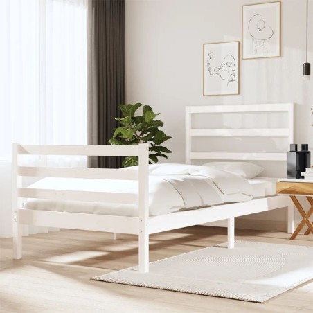 vidaXL Giroletto Bianco in Legno Massello di Pino 90x190 cm Single