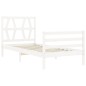 vidaXL Giroletto con Testiera Bianco Single in Legno Massello vidaXL Giroletto con Testiera Bianco Single in Legno Massello