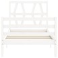 vidaXL Giroletto con Testiera Bianco Single in Legno Massello vidaXL Giroletto con Testiera Bianco Single in Legno Massello