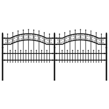 vidaXL Recinzione da Giardino con Punta a Lancia Nera 115cm Acciaio