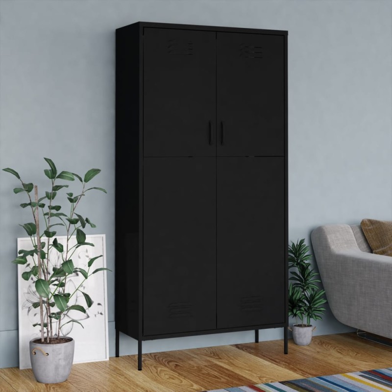 vidaXL Armadio Nero 90x50x180 cm in Acciaio vidaXL Armadio Nero 90x50x180 cm in Acciaio