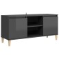 vidaXL Mobile TV Gambe in Legno Massello Grigio Lucido 103,5x30x50 cm vidaXL Mobile TV Gambe in Legno Massello Grigio Lucido 103,5x30x50 cm