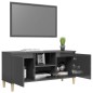 vidaXL Mobile TV Gambe in Legno Massello Grigio Lucido 103,5x30x50 cm vidaXL Mobile TV Gambe in Legno Massello Grigio Lucido 103,5x30x50 cm