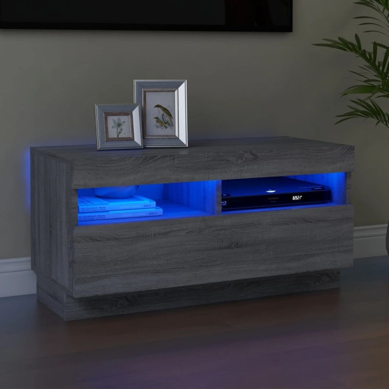 vidaXL Mobile Porta TV con Luci LED Grigio Sonoma 80x35x40 cm vidaXL Mobile Porta TV con Luci LED Grigio Sonoma 80x35x40 cm
