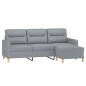 vidaXL Divano a 3 Posti con Poggiapiedi Grigio Chiaro 180cm in Tessuto