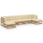 vidaXL Set Divani Giardino 7 pz Cuscini Marrone Miele Massello di Pino vidaXL Set Divani Giardino 7 pz Cuscini Marrone Miele Massello di Pino