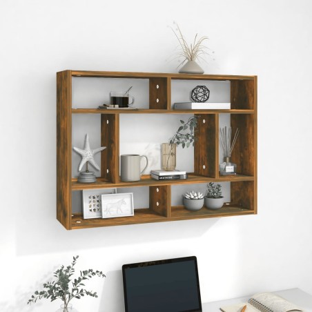 vidaXL Mensola a Muro Rovere Fumo 75x16x55 cm in Legno Multistrato