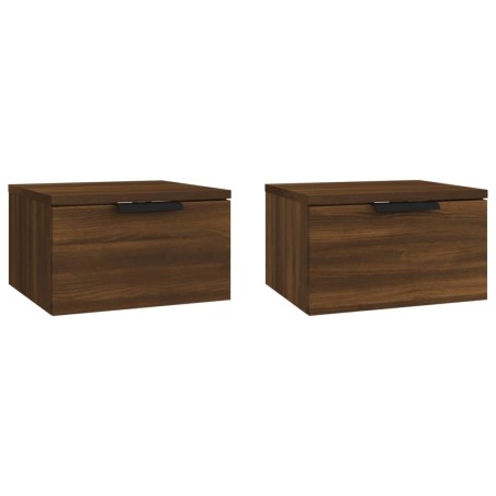vidaXL Comodini a Muro 2 pz Rovere Marrone 34x30x20 cm