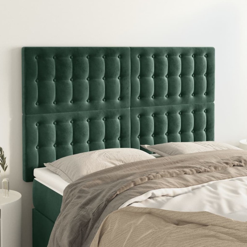 vidaXL Testiere 4 pz Verde Scuro 72x5x78/88 cm in Velluto vidaXL Testiere 4 pz Verde Scuro 72x5x78/88 cm in Velluto
