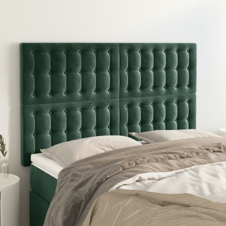 vidaXL Testiere 4 pz Verde Scuro 72x5x78/88 cm in Velluto