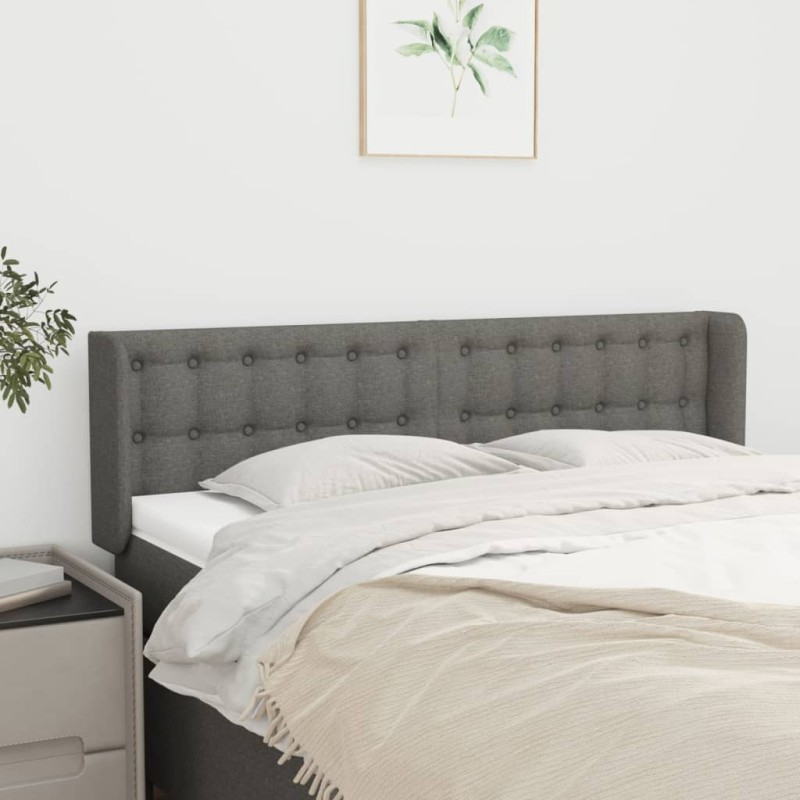 vidaXL Testiera ad Orecchio Grigio Scuro 147x16x78/88 cm in Tessuto
