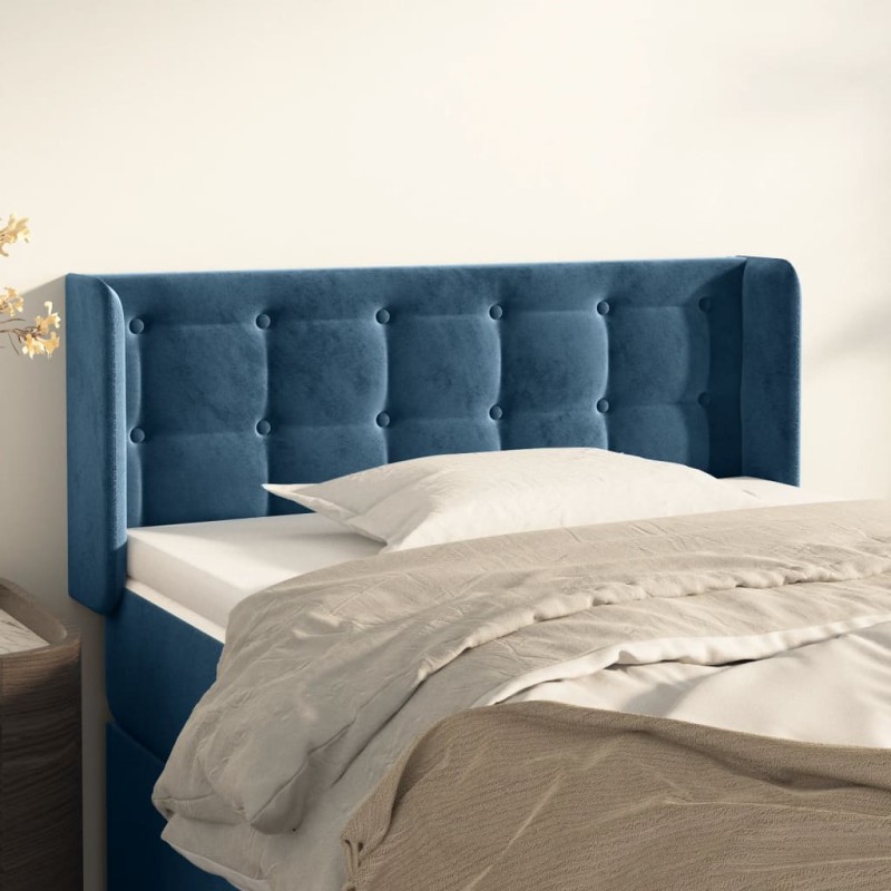 vidaXL Testiera ad Orecchio Blu Scuro 83x16x78/88 cm in Velluto