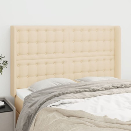 vidaXL Testiera ad Orecchio Crema 147x16x118/128 cm in Tessuto