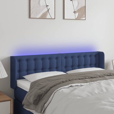 vidaXL Testiera a LED Blu 147x16x78/88 cm in Tessuto