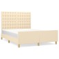 vidaXL Giroletto con Testiera Crema 140x190 cm in Tessuto vidaXL Giroletto con Testiera Crema 140x190 cm in Tessuto