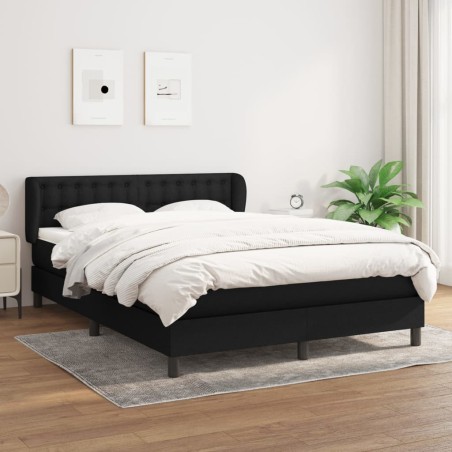 vidaXL Giroletto a Molle con Materasso Nero 140x190 cm in Tessuto