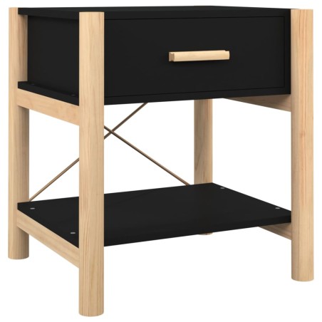 Tavolino da Letto Nero 42x38x45 cm in Legno Multistrato
