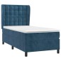 vidaXL Giroletto a Molle con Materasso Blu Scuro 80x200 cm in Velluto