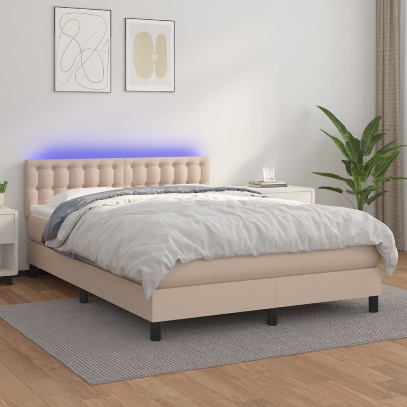 vidaXL Giroletto Molle Materasso e LED Cappuccino 140x200cm Similpelle vidaXL Giroletto Molle Materasso e LED Cappuccino 140x200cm Similpelle