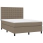 vidaXL Letto a Molle con Materasso e LED Tortora 140x200 cm in Tessuto vidaXL Letto a Molle con Materasso e LED Tortora 140x200 cm in Tessuto