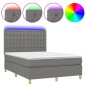 vidaXL Letto a Molle Materasso e LED Grigio Scuro 140x190cm in Tessuto vidaXL Letto a Molle Materasso e LED Grigio Scuro 140x190cm in Tessuto
