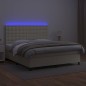 vidaXL Giroletto a Molle con Materasso e LED Crema 160x200 cm vidaXL Giroletto a Molle con Materasso e LED Crema 160x200 cm