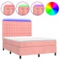 vidaXL Letto a Molle con Materasso e LED Rosa 140x200 cm in Velluto vidaXL Letto a Molle con Materasso e LED Rosa 140x200 cm in Velluto