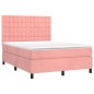 vidaXL Letto a Molle con Materasso e LED Rosa 140x200 cm in Velluto vidaXL Letto a Molle con Materasso e LED Rosa 140x200 cm in Velluto