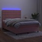 vidaXL Letto a Molle con Materasso e LED Rosa 140x200 cm in Velluto vidaXL Letto a Molle con Materasso e LED Rosa 140x200 cm in Velluto