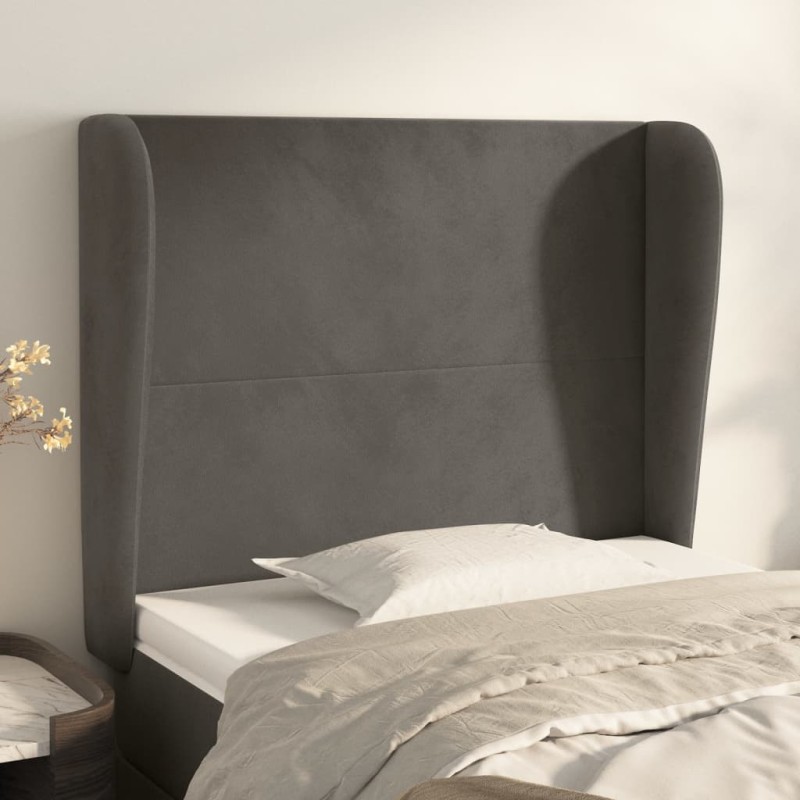 Testiera ad Orecchio Grigio Scuro 93x23x118/128 cm in Velluto Testiera ad Orecchio Grigio Scuro 93x23x118/128 cm in Velluto