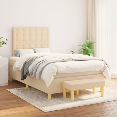 vidaXL Giroletto a Molle con Materasso Crema 120x200 cm in Tessuto